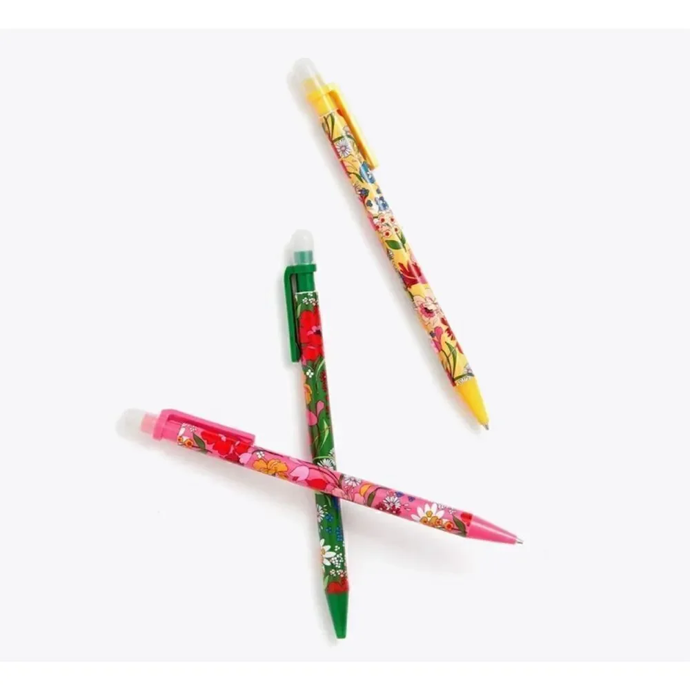 Ban.do Mechanical Pencils Floral Print Set of 3 NIB colorful stationary